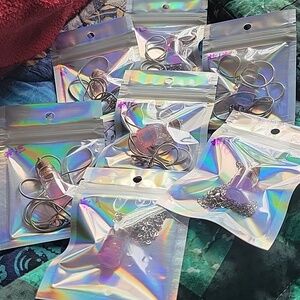 Charm Glass Vial W/ Bi Resin Pendant Necklace on Silver Tone Chain (18"-24")